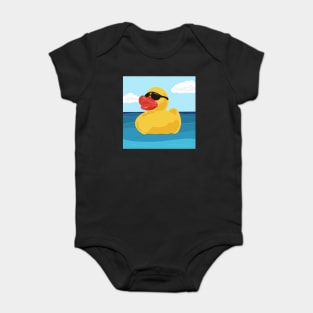 Yellow Rubber Duck in Sunglasses Baby Bodysuit